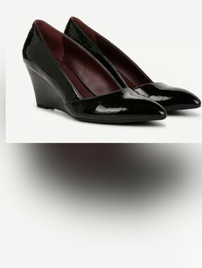 NEW! Franco Sarto Black Patent Wedge Pumps - Women's Classic Style